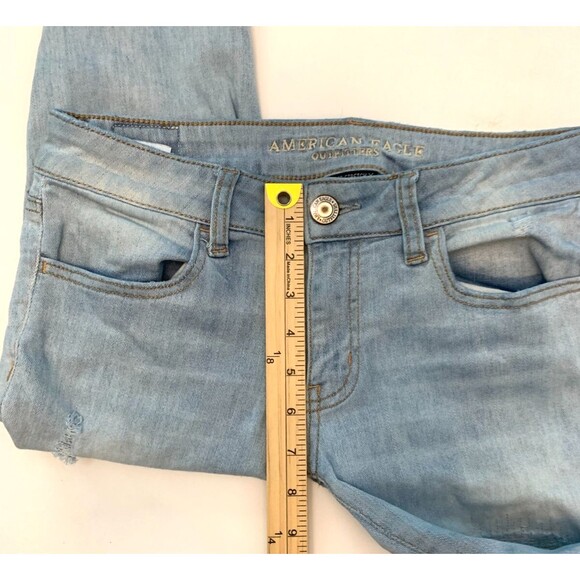 American Eagle Jeans Womens 8 Low Rise Distressed Super Stretch X Jegging Denim - Picture 5 of 10